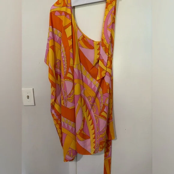 Show Me Your MuMu One-Shoulder Dress in Pink and Yellow - Picture 5 of 5